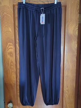 Dacelson Women's Navy Elastic-Waist Relaxed Pants